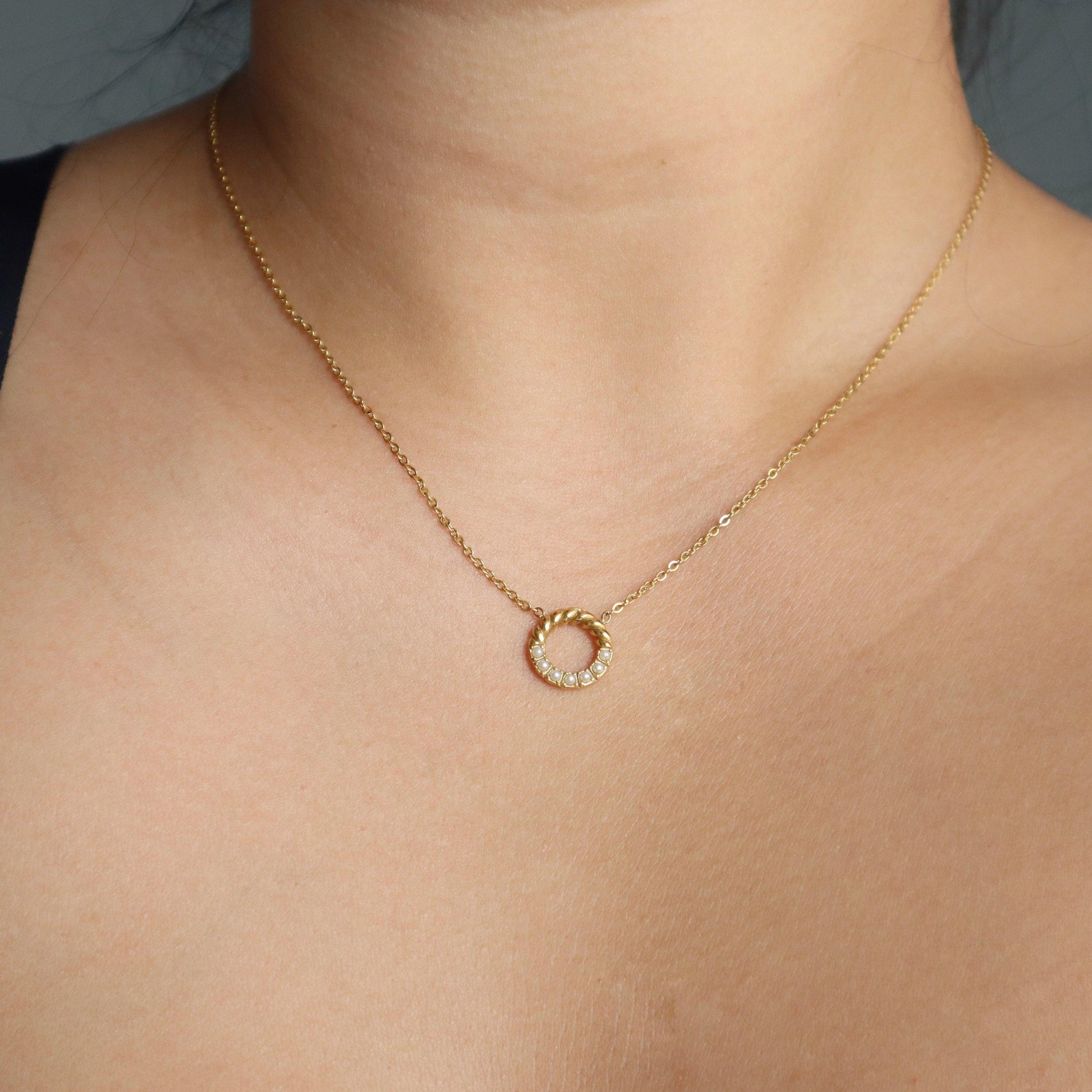 Chloe Necklace | Pearl Pendant Necklace - JESSA JEWELRY | GOLD JEWELRY; dainty, affordable gold everyday jewelry. Tarnish free, water-resistant, hypoallergenic. Jewelry for everyday wear