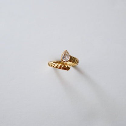 Teardrop Wrap Ring - JESSA JEWELRY | GOLD JEWELRY; dainty, affordable gold everyday jewelry. Tarnish free, water-resistant, hypoallergenic. Jewelry for everyday wear