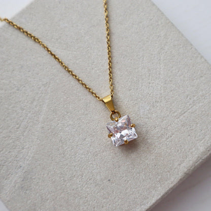 Gemma Necklace - White | Pendant Necklace - JESSA JEWELRY | GOLD JEWELRY; dainty, affordable gold everyday jewelry. Tarnish free, water-resistant, hypoallergenic. Jewelry for everyday wear
