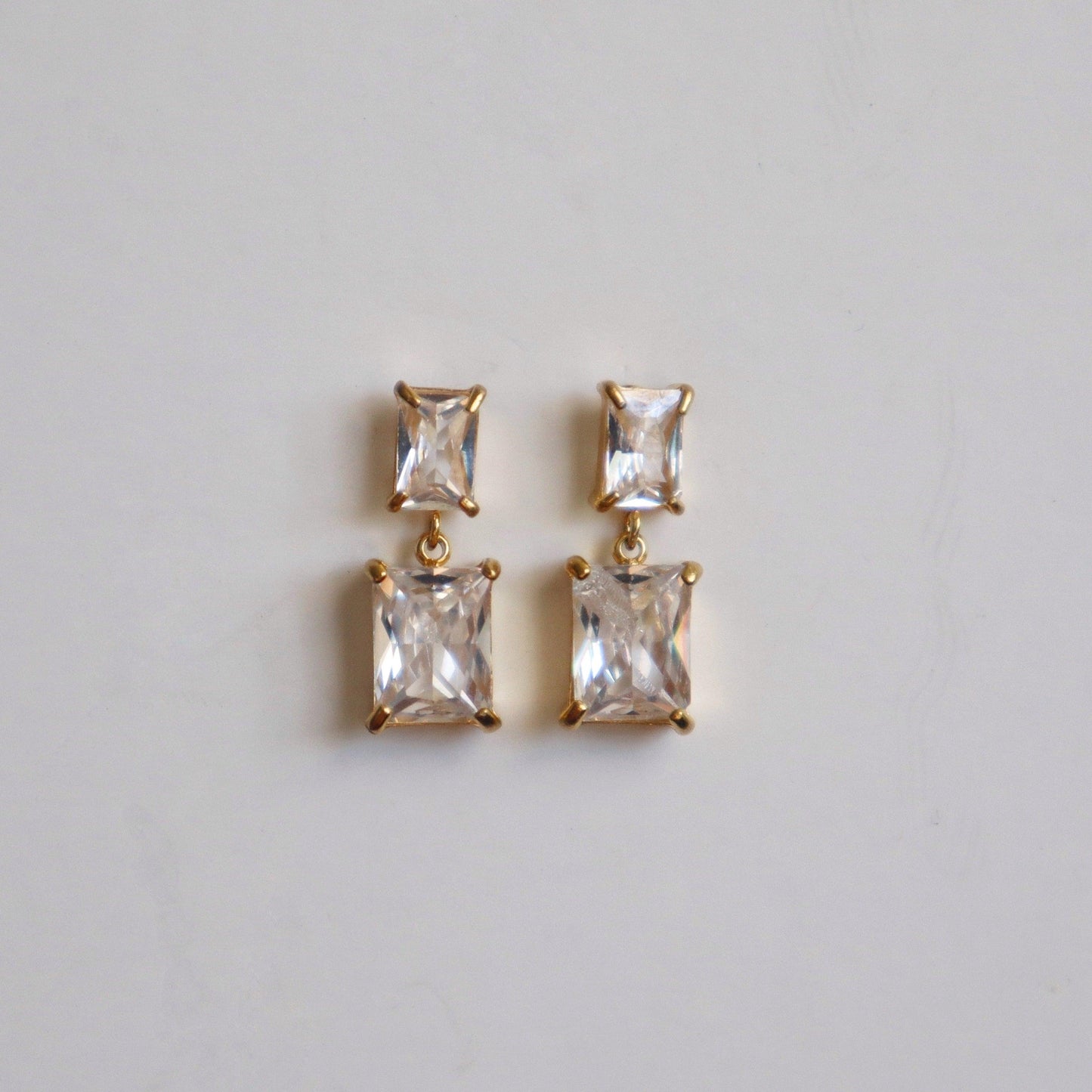 Evelina Earrings | Zircon Dangle Earrings - JESSA JEWELRY | GOLD JEWELRY; dainty, affordable gold everyday jewelry. Tarnish free, water-resistant, hypoallergenic. Jewelry for everyday wear