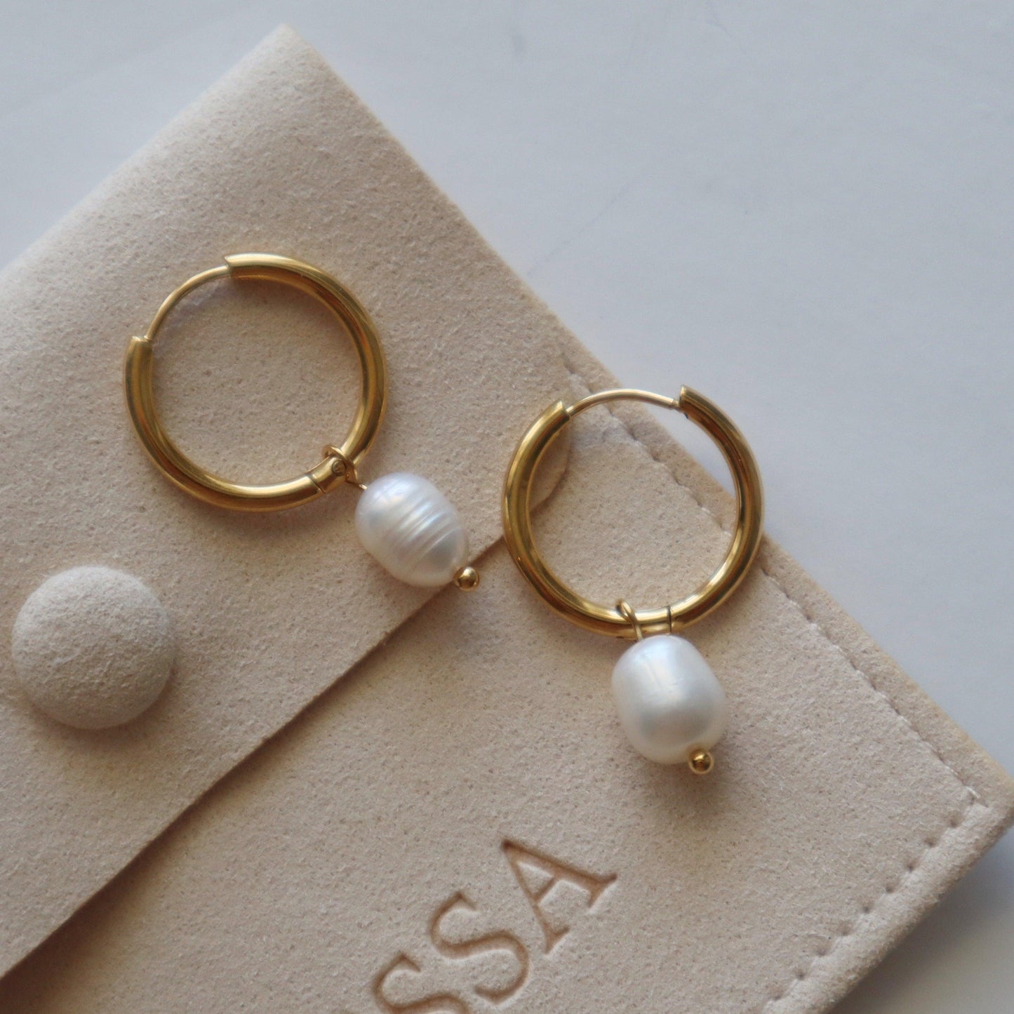 Pearl Hoops - JESSA JEWELRY | GOLD JEWELRY; dainty, affordable gold everyday jewelry. Tarnish free, water-resistant, hypoallergenic. Jewelry for everyday wear