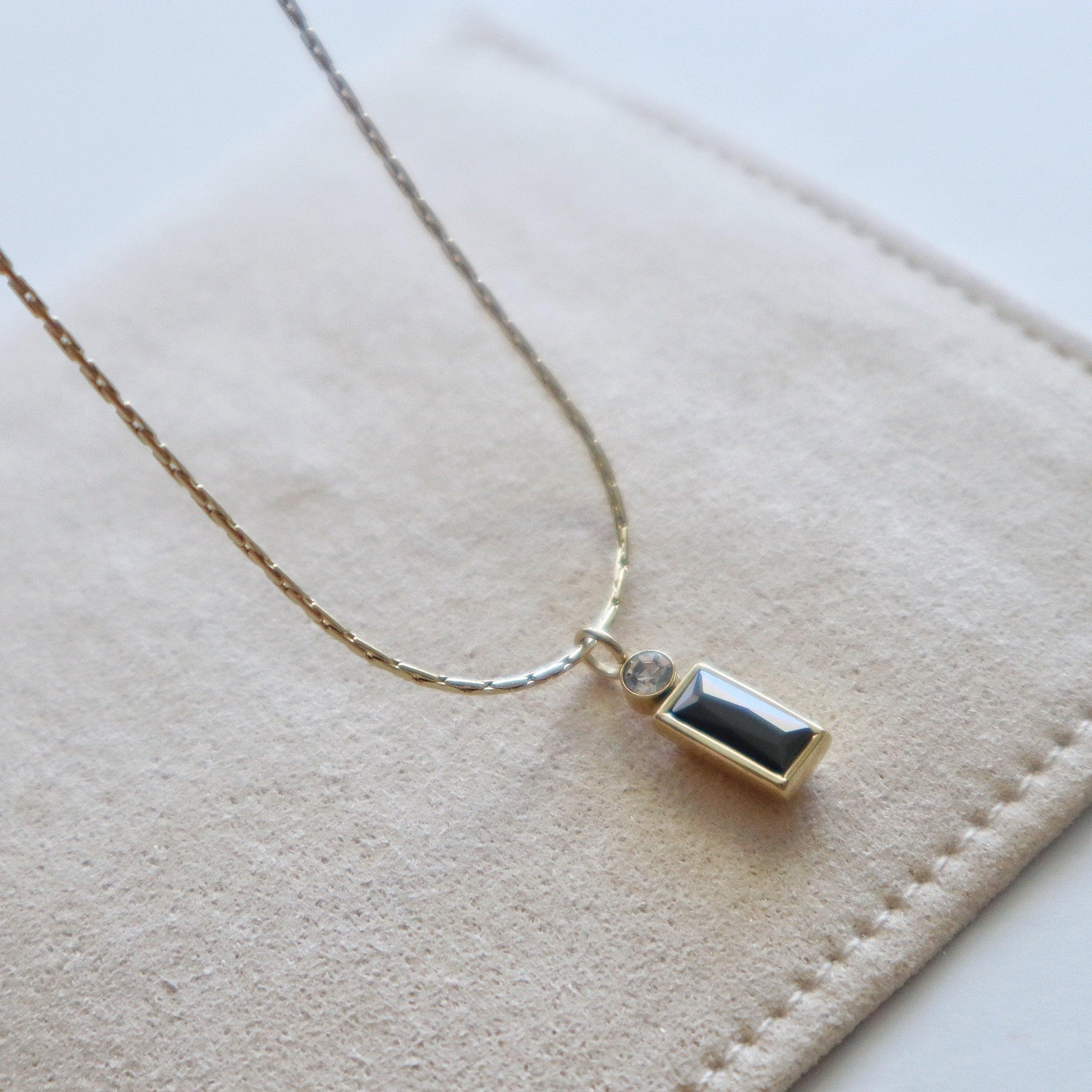 Claire Necklace | Black Gem Pendant Necklace - JESSA JEWELRY | GOLD JEWELRY; dainty, affordable gold everyday jewelry. Tarnish free, water-resistant, hypoallergenic. Jewelry for everyday wear