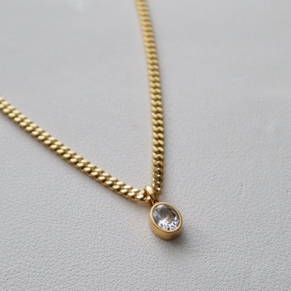 Oval CZ Chain Necklace - JESSA JEWELRY | GOLD JEWELRY; dainty, affordable gold everyday jewelry. Tarnish free, water-resistant, hypoallergenic. Jewelry for everyday wear