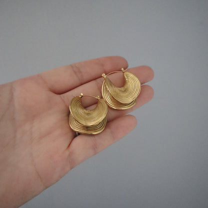 Devon Folded Hoops | Gold Statement Hoops