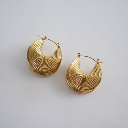 Devon Folded Hoops | Gold Statement Hoops