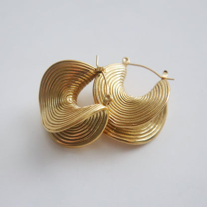 Devon Folded Hoops | Gold Statement Hoops