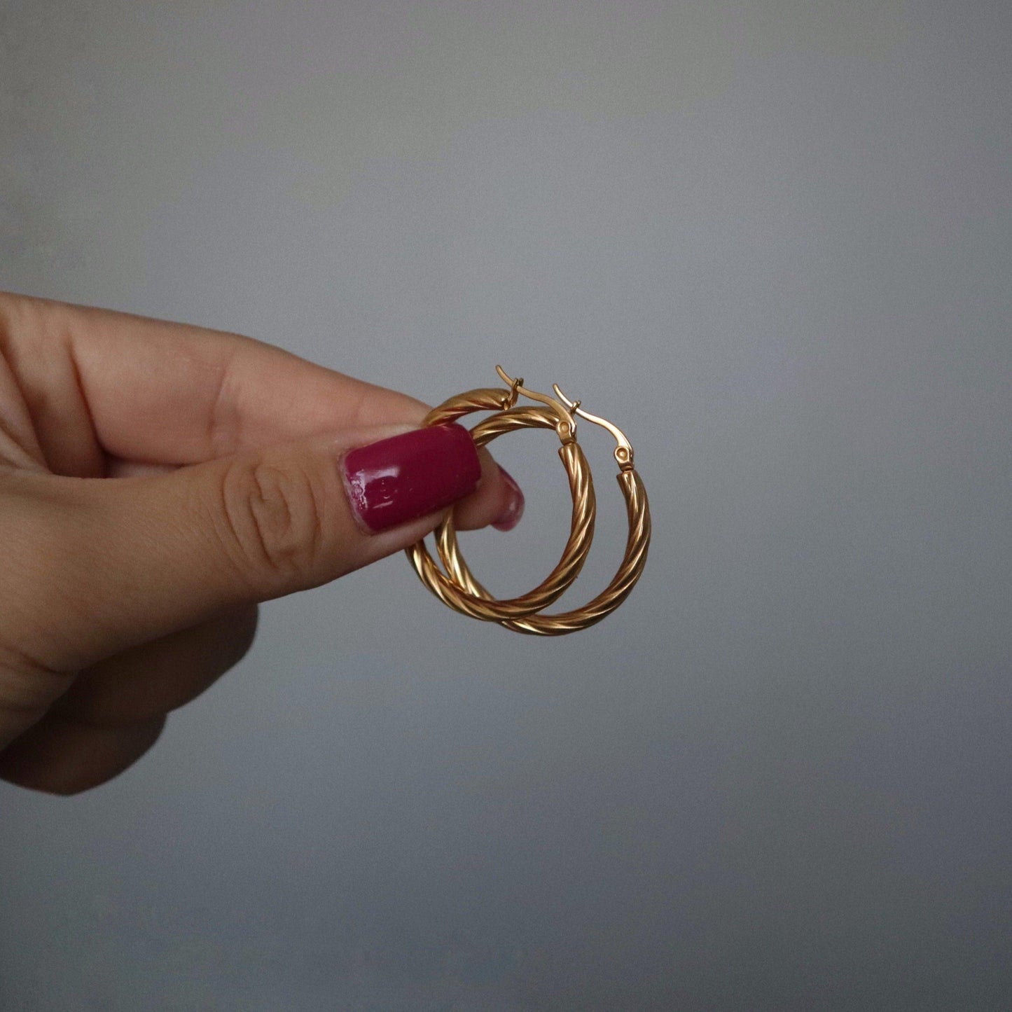 Twisted Hoops - JESSA JEWELRY | GOLD JEWELRY; dainty, affordable gold everyday jewelry. Tarnish free, water-resistant, hypoallergenic. Jewelry for everyday wear