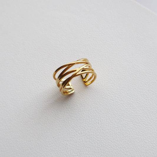 Crossover Ring | Adjustable Ring - JESSA JEWELRY | GOLD JEWELRY; dainty, affordable gold everyday jewelry. Tarnish free, water-resistant, hypoallergenic. Jewelry for everyday wear