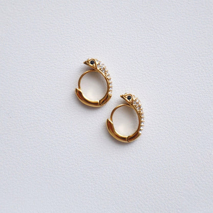 CZ Snake Hoops - JESSA JEWELRY | GOLD JEWELRY; dainty, affordable gold everyday jewelry. Tarnish free, water-resistant, hypoallergenic. Jewelry for everyday wear