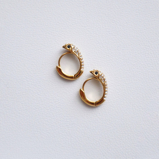 CZ Snake Hoops - JESSA JEWELRY | GOLD JEWELRY; dainty, affordable gold everyday jewelry. Tarnish free, water-resistant, hypoallergenic. Jewelry for everyday wear