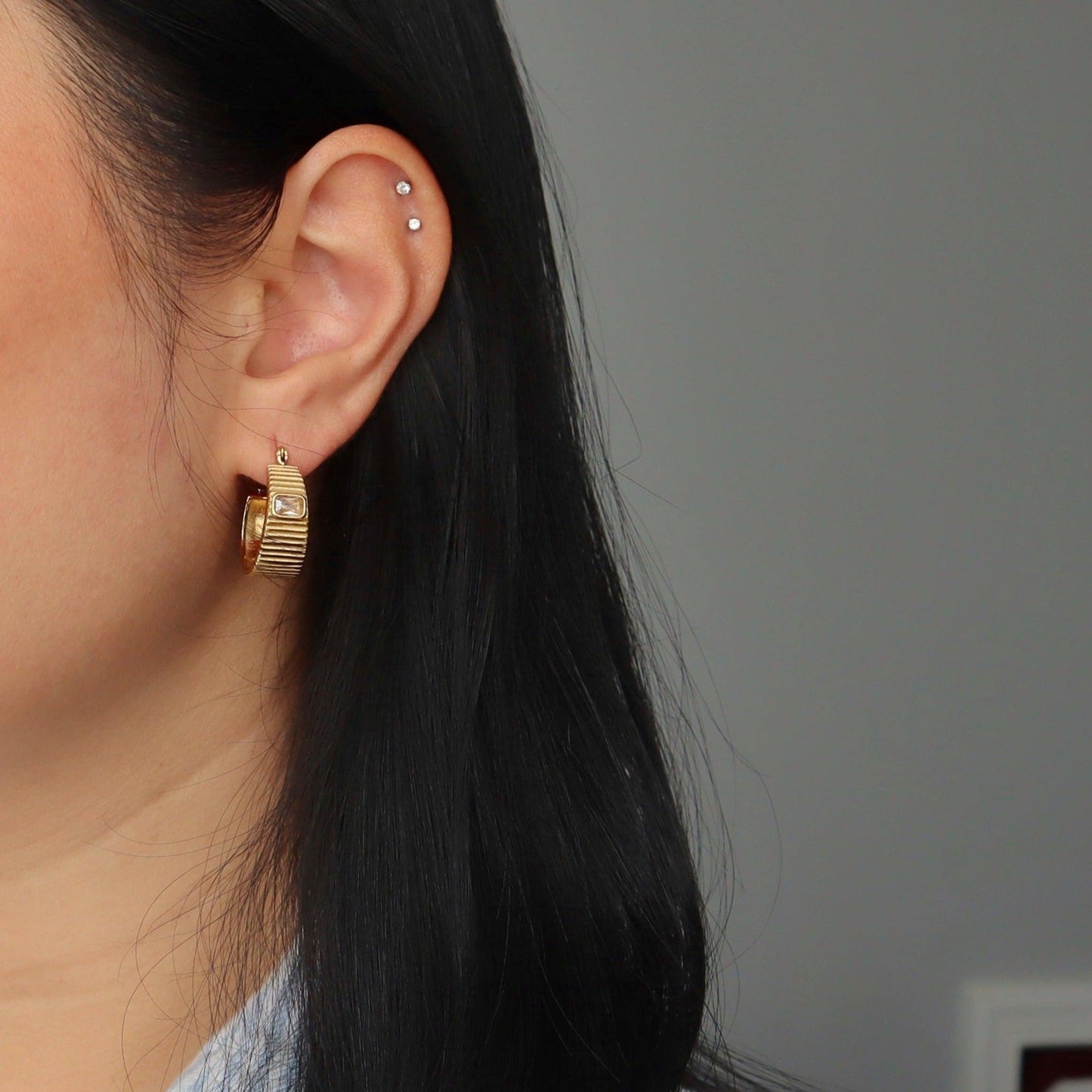 Stella Hoops | Chunky Gold Hoops - JESSA JEWELRY | GOLD JEWELRY; dainty, affordable gold everyday jewelry. Tarnish free, water-resistant, hypoallergenic. Jewelry for everyday wear