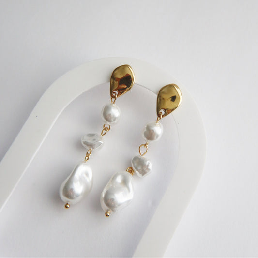Lune Baroque Pearl Earrings | Pearl Drop Earrings