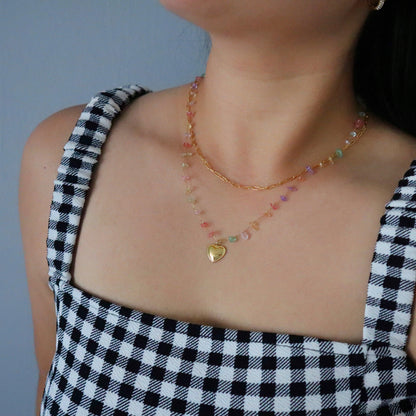 Holly Double Chain Necklace | Beaded & Paperclip Chain