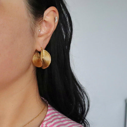 Devon Folded Hoops | Gold Statement Hoops