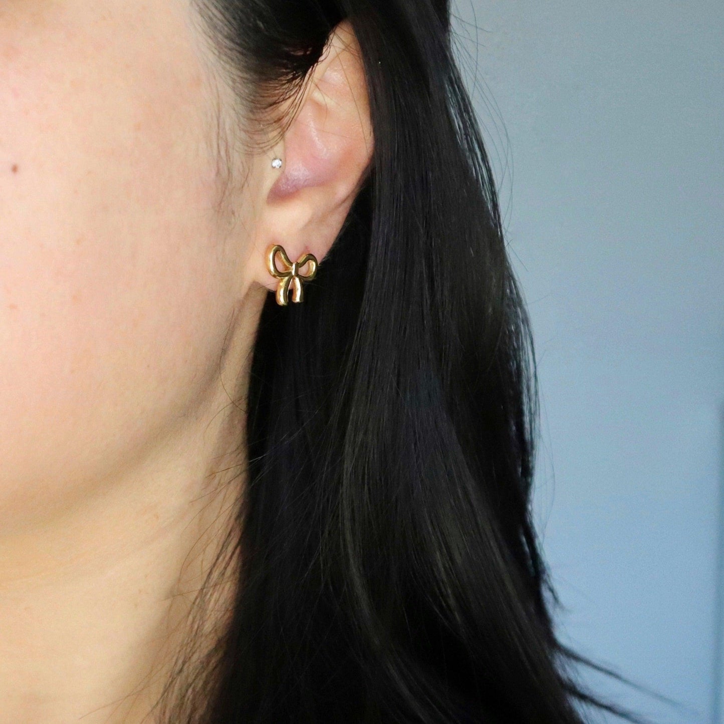 Bow Earrings - JESSA JEWELRY | GOLD JEWELRY; dainty, affordable gold everyday jewelry. Tarnish free, water-resistant, hypoallergenic. Jewelry for everyday wear