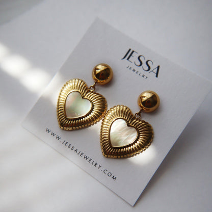 Tessa Heart Earrings - JESSA JEWELRY | GOLD JEWELRY; dainty, affordable gold everyday jewelry. Tarnish free, water-resistant, hypoallergenic. Jewelry for everyday wear