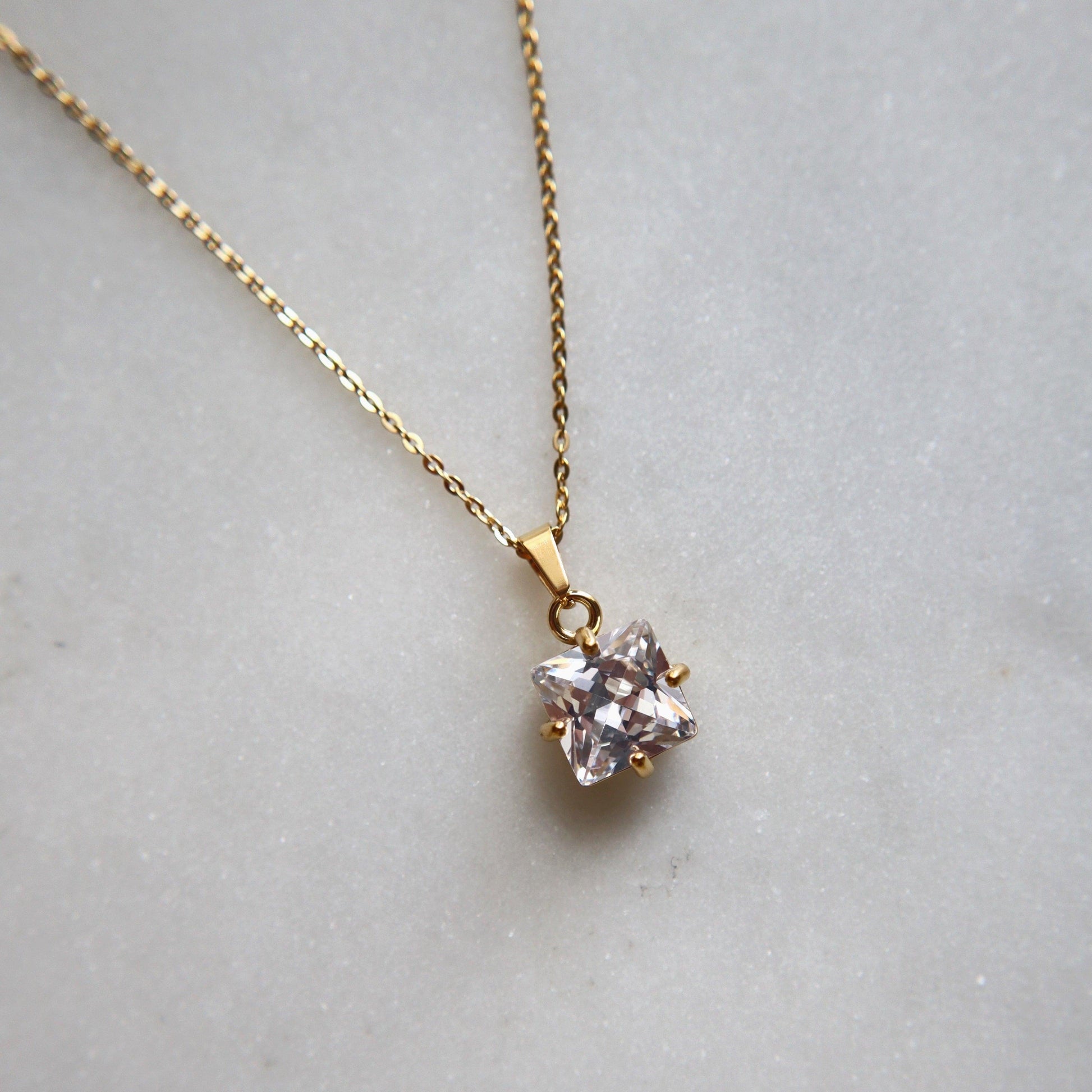 Bijou Necklace - White | Pendant Necklace - JESSA JEWELRY | GOLD JEWELRY; dainty, affordable gold everyday jewelry. Tarnish free, water-resistant, hypoallergenic. Jewelry for everyday wear