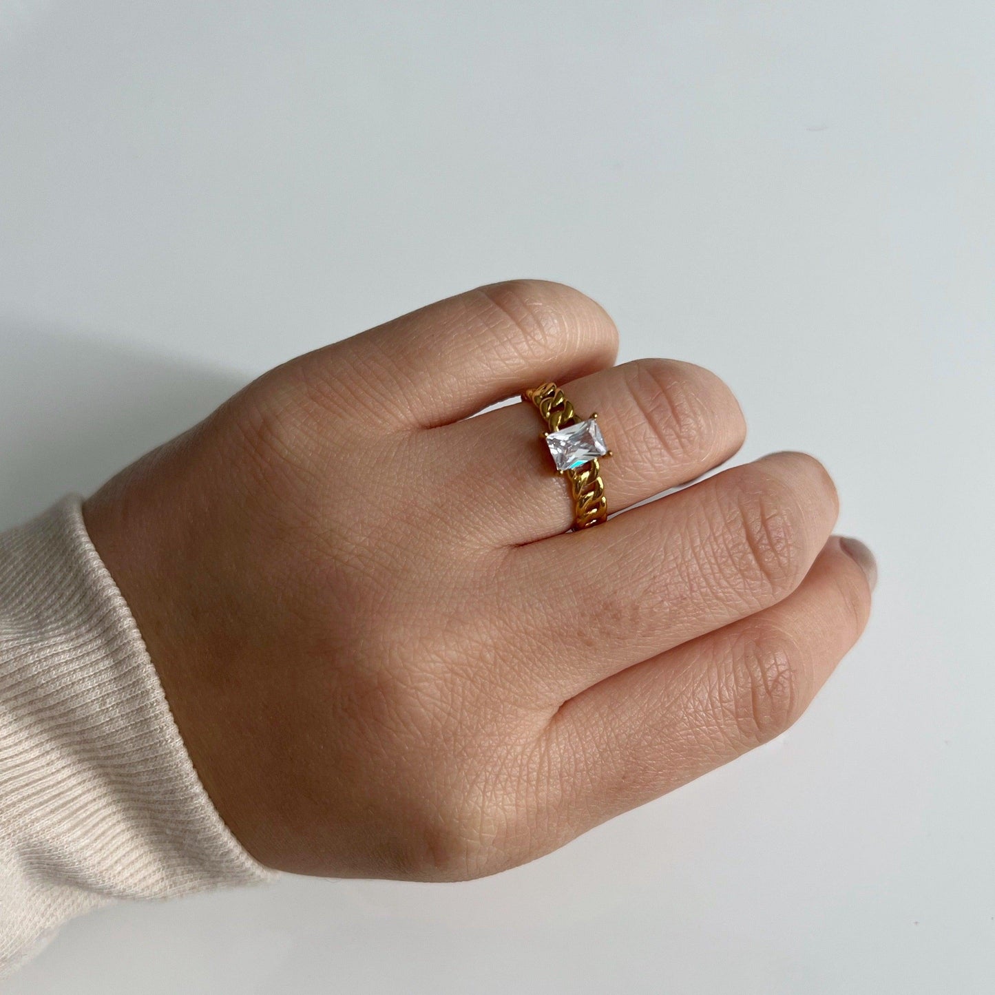 Juniper Ring - White | Gem Stacking Ring - JESSA JEWELRY | GOLD JEWELRY; dainty, affordable gold everyday jewelry. Tarnish free, water-resistant, hypoallergenic. Jewelry for everyday wear
