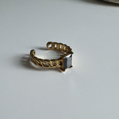 Juniper Ring - Black | Gem Stacking Ring - JESSA JEWELRY | GOLD JEWELRY; dainty, affordable gold everyday jewelry. Tarnish free, water-resistant, hypoallergenic. Jewelry for everyday wear