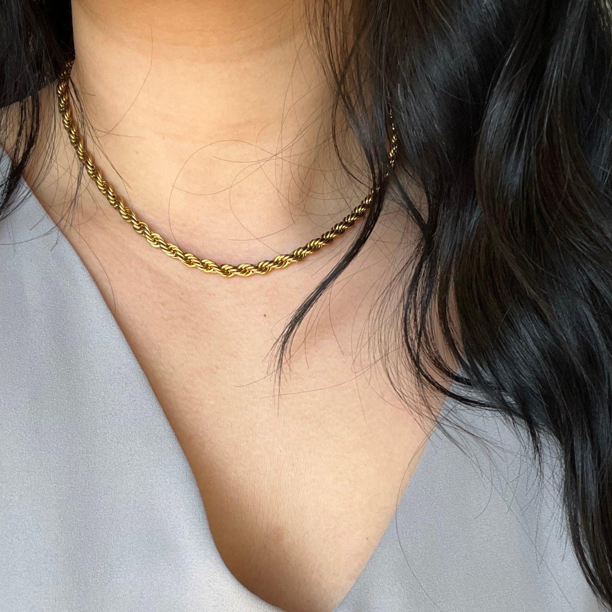 Rope Chain - JESSA JEWELRY | GOLD JEWELRY; dainty, affordable gold everyday jewelry. Tarnish free, water-resistant, hypoallergenic. Jewelry for everyday wear
