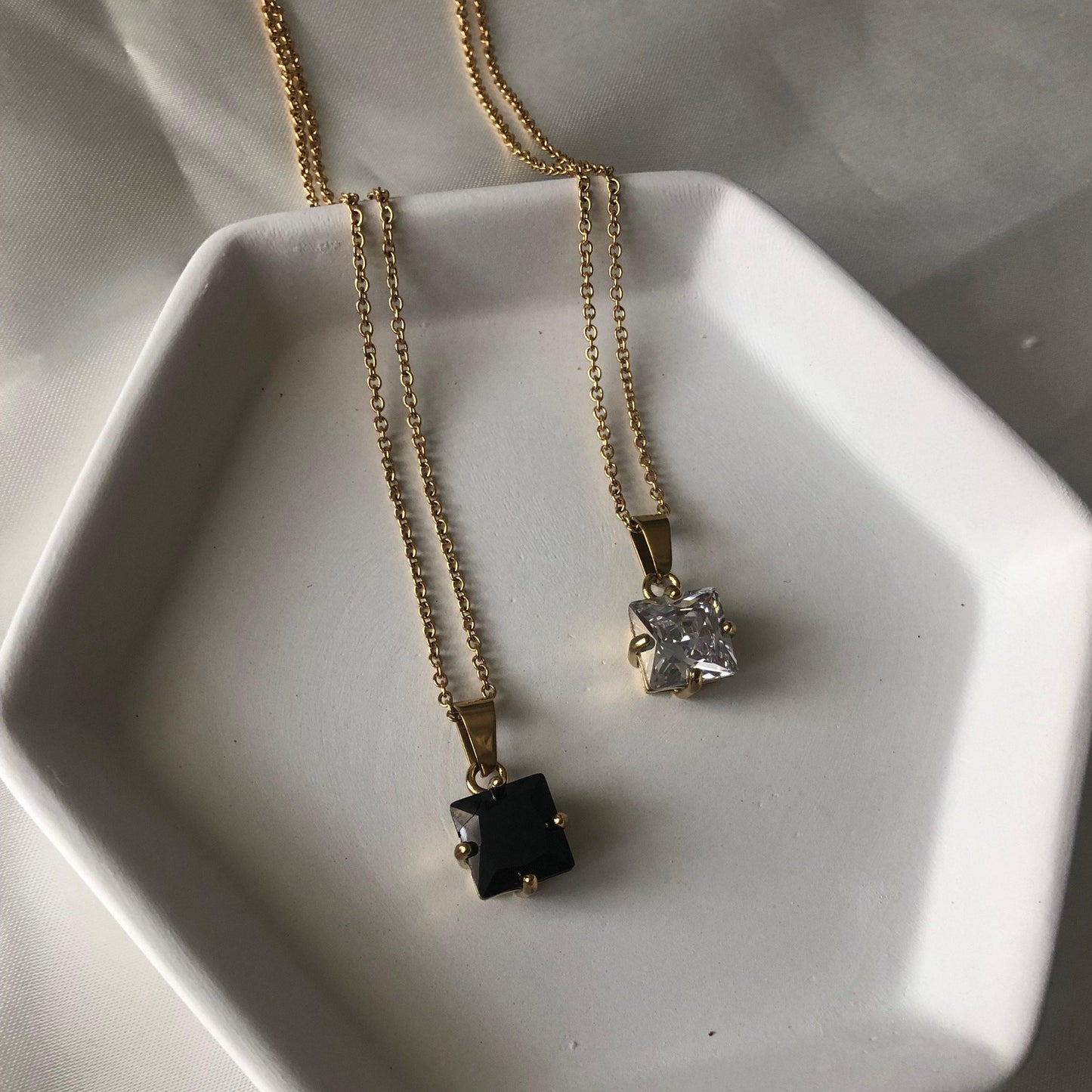 Gemma Necklace - Black | Pendant Necklace - JESSA JEWELRY | GOLD JEWELRY; dainty, affordable gold everyday jewelry. Tarnish free, water-resistant, hypoallergenic. Jewelry for everyday wear
